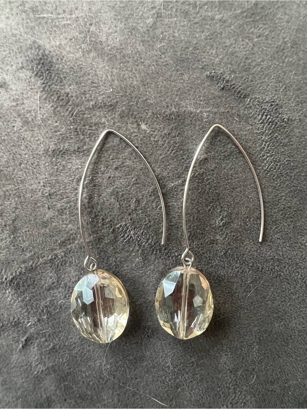 Katia designs Faceted Clear Crystal Drop Earrings on Silver Hooks - Picture 2 of 2
